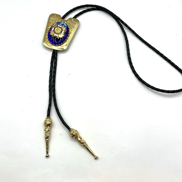 Bolo Tie with Western Accents Veterans of Foreign  Affairs USA  Metal Gold Tie - Picture 11 of 15